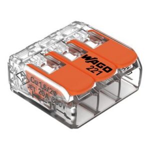 SZYBKOZŁĄCZKA UNIWERSALNA 3x0.2-4mm2 TRANSPARENTNA/POMARAŃCZOWA WAGO